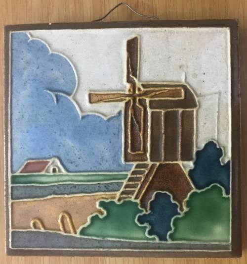 WESTRAVEN UTRECHT HOLLAND CERAMIC TILE WINDMILL + FARM HOUSE WETTIG GEDEPONEERD REGISTERED TRADEMARK