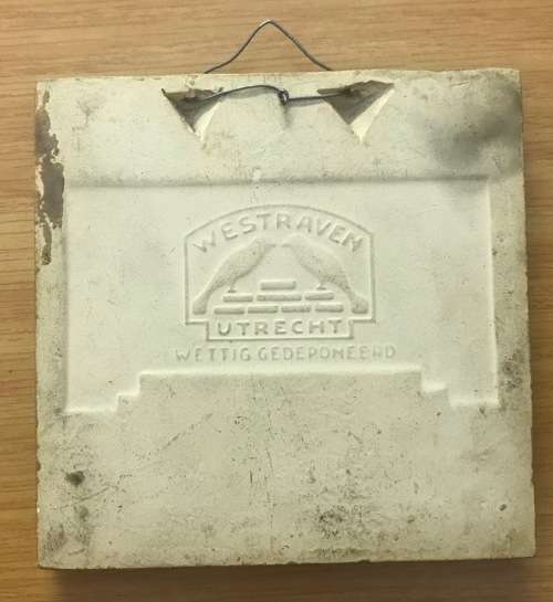 WESTRAVEN UTRECHT HOLLAND CERAMIC TILE WINDMILL + FARM HOUSE WETTIG GEDEPONEERD REGISTERED TRADEMARK