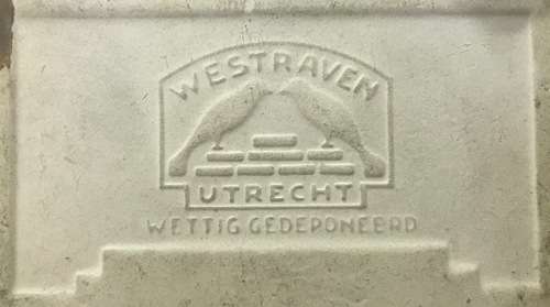 WESTRAVEN UTRECHT HOLLAND CERAMIC TILE WINDMILL + FARM HOUSE WETTIG GEDEPONEERD REGISTERED TRADEMARK
