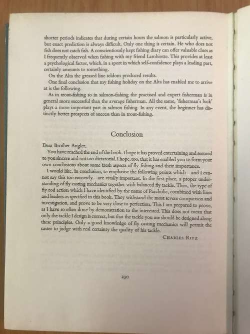 A FLY FISHER`S LIFE CHARLES RITZ 1959 ANGLING FISHING FISH ERNEST HEMINGWAY BERNARD VENABLES.