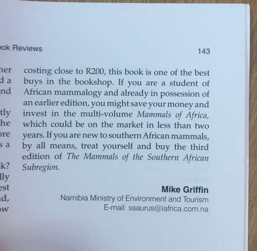 AFRICAN ZOOLOGY MAGAZINE VOLUME 42 NUMBER 1 APRIL 2007 143 Pages.