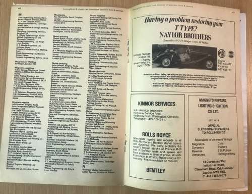 THOROUGHBRED AND CLASSIC CARS MAGAZINES x 3 DIRECTORY of SPECIALIST FIRMS AND SERVICES VINTAGE!!!!!!