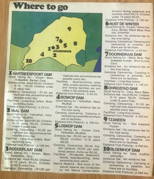 FRESHWATER FISH of SOUTH AFRICA NEWSPAPER CUTTINGS x 4 pages TIGERFISH CARP BARBEL TROUT YELLOWFISH.