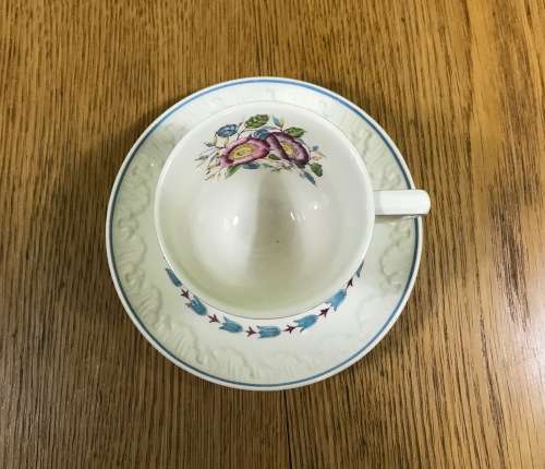 WEDGWOOD CORINTHIAN EVENLODE Demitasse Coffee Cup + Saucer EXPRESSO England USA PATENT IMPRESS 9147.