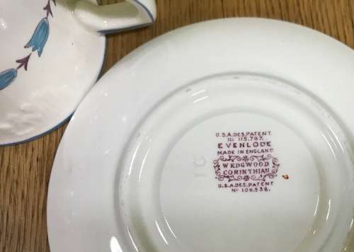 WEDGWOOD CORINTHIAN EVENLODE Demitasse Coffee Cup + Saucer EXPRESSO England USA PATENT IMPRESS 9147.