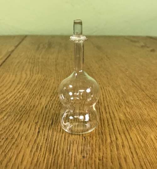 PERFUME BOTTLE GLASS SMALL BULBOUS with DIPSTICK / DABBER GOOD CONDITION.