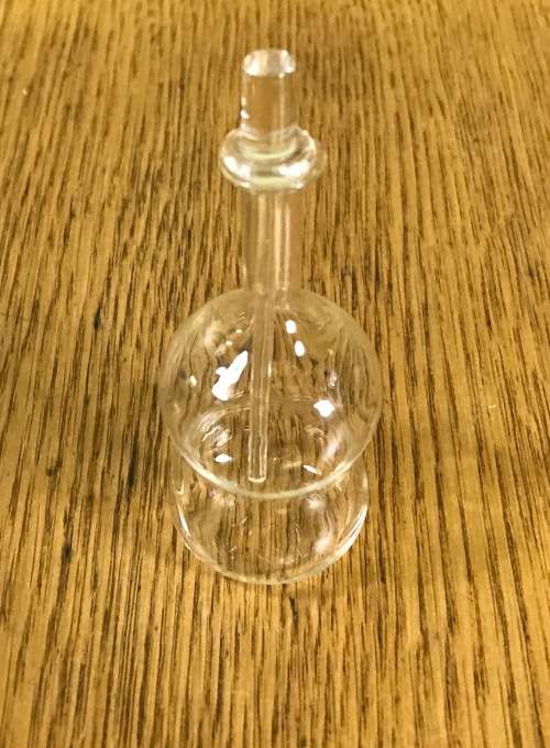 PERFUME BOTTLE GLASS SMALL BULBOUS with DIPSTICK / DABBER GOOD CONDITION.