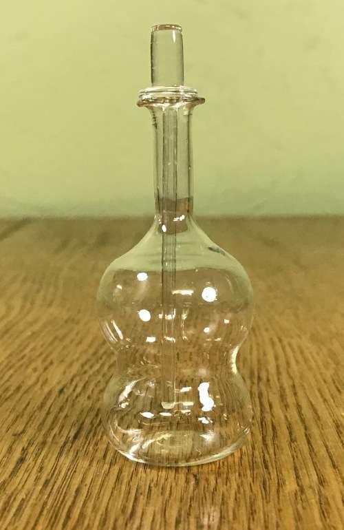 PERFUME BOTTLE GLASS SMALL BULBOUS with DIPSTICK / DABBER GOOD CONDITION.