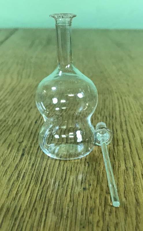 PERFUME BOTTLE GLASS SMALL BULBOUS with DIPSTICK / DABBER GOOD CONDITION.