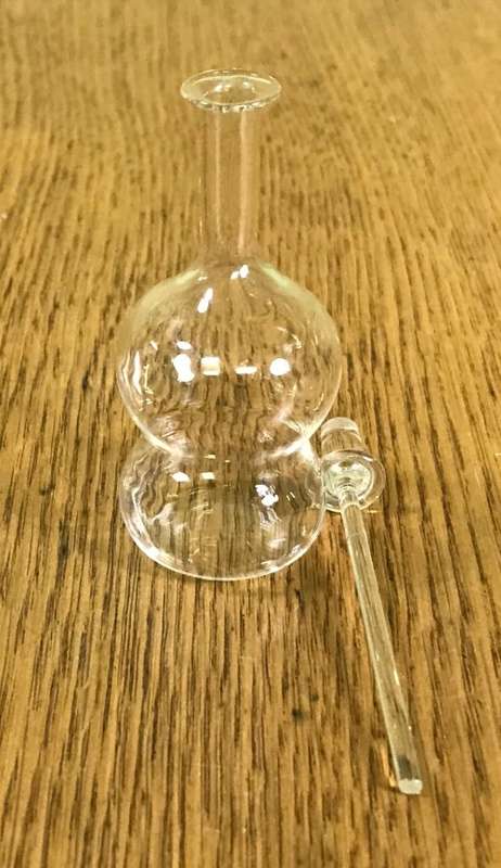PERFUME BOTTLE GLASS SMALL BULBOUS with DIPSTICK / DABBER GOOD CONDITION.