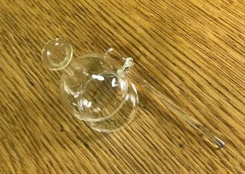 PERFUME BOTTLE GLASS SMALL BULBOUS with DIPSTICK / DABBER GOOD CONDITION.