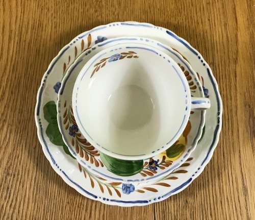 BELLE FIORE TEA TRIO SIMPSONS POTTERIES CHANTICLEER + SOLIAN WARE COBRIDGE ENGLAND FLOWERS COLOUR! 1