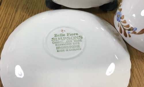 BELLE FIORE TEA TRIO SIMPSONS POTTERIES CHANTICLEER + SOLIAN WARE COBRIDGE ENGLAND FLOWERS COLOUR! 1