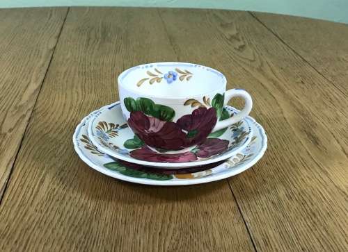 BELLE FIORE TEA TRIO SIMPSONS POTTERIES CHANTICLEER + SOLIAN WARE COBRIDGE ENGLAND FLOWERS COLOUR! 2