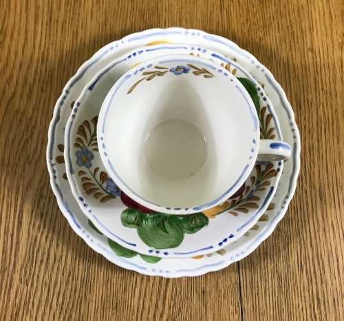 BELLE FIORE TEA TRIO SIMPSONS POTTERIES CHANTICLEER + SOLIAN WARE COBRIDGE ENGLAND FLOWERS COLOUR! 2