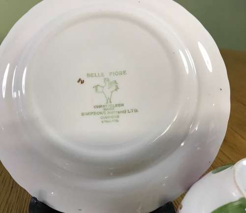 BELLE FIORE TEA TRIO SIMPSONS POTTERIES CHANTICLEER + SOLIAN WARE COBRIDGE ENGLAND FLOWERS COLOUR! 2