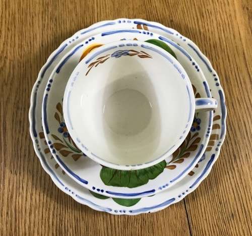 BELLE FIORE TEA TRIO SIMPSONS POTTERIES CHANTICLEER + SOLIAN WARE COBRIDGE ENGLAND FLOWERS COLOUR! 3