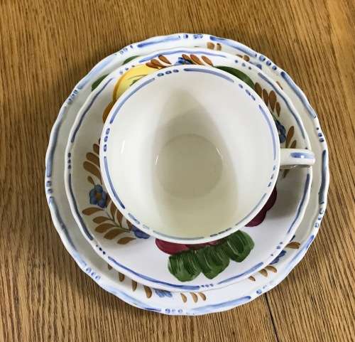 BELLE FIORE TEA TRIO SIMPSONS POTTERIES CHANTICLEER + SOLIAN WARE COBRIDGE ENGLAND FLOWERS COLOUR! 4
