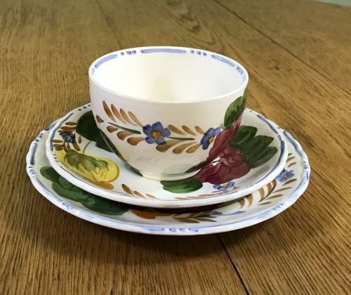 BELLE FIORE TEA TRIO SIMPSONS POTTERIES CHANTICLEER + SOLIAN WARE COBRIDGE ENGLAND FLOWERS COLOUR! 4