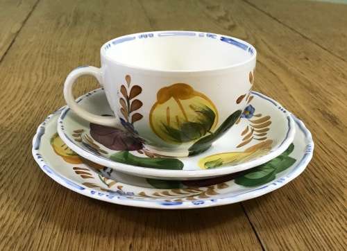 BELLE FIORE TEA TRIO SIMPSONS POTTERIES CHANTICLEER + SOLIAN WARE COBRIDGE ENGLAND FLOWERS COLOUR! 4