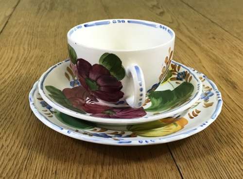 BELLE FIORE TEA TRIO SIMPSONS POTTERIES CHANTICLEER + SOLIAN WARE COBRIDGE ENGLAND FLOWERS COLOUR! 4