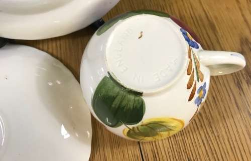 BELLE FIORE TEA TRIO SIMPSONS POTTERIES CHANTICLEER + SOLIAN WARE COBRIDGE ENGLAND FLOWERS COLOUR! 4