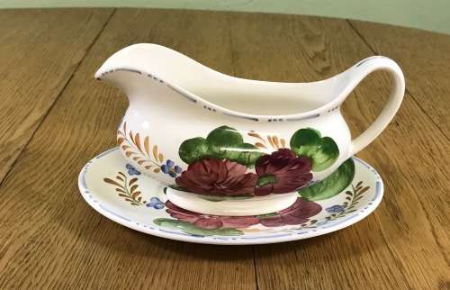 BELLE FIORE GRAVY BOAT + UNDERPLATE SIMPSONS POTTERIES CHANTICLEER WARE COBRIDGE ENGLAND FLOWERS!!!!