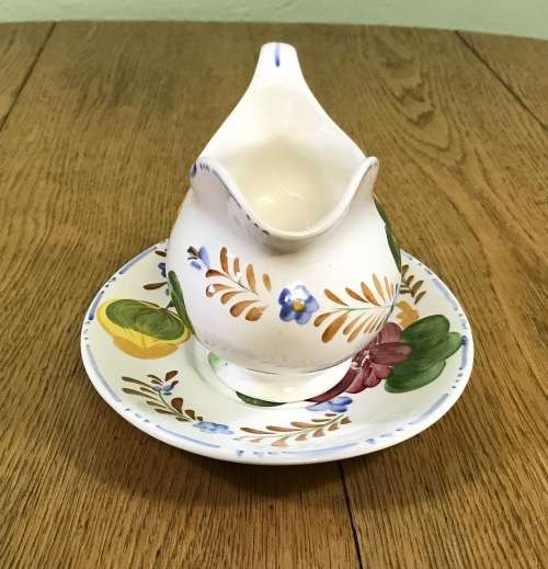 BELLE FIORE GRAVY BOAT + UNDERPLATE SIMPSONS POTTERIES CHANTICLEER WARE COBRIDGE ENGLAND FLOWERS!!!!