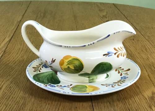 BELLE FIORE GRAVY BOAT + UNDERPLATE SIMPSONS POTTERIES CHANTICLEER WARE COBRIDGE ENGLAND FLOWERS!!!!