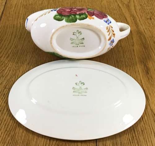 BELLE FIORE GRAVY BOAT + UNDERPLATE SIMPSONS POTTERIES CHANTICLEER WARE COBRIDGE ENGLAND FLOWERS!!!!