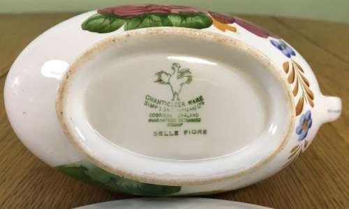 BELLE FIORE GRAVY BOAT + UNDERPLATE SIMPSONS POTTERIES CHANTICLEER WARE COBRIDGE ENGLAND FLOWERS!!!!