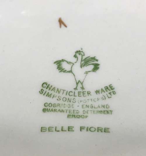 BELLE FIORE GRAVY BOAT + UNDERPLATE SIMPSONS POTTERIES CHANTICLEER WARE COBRIDGE ENGLAND FLOWERS!!!!