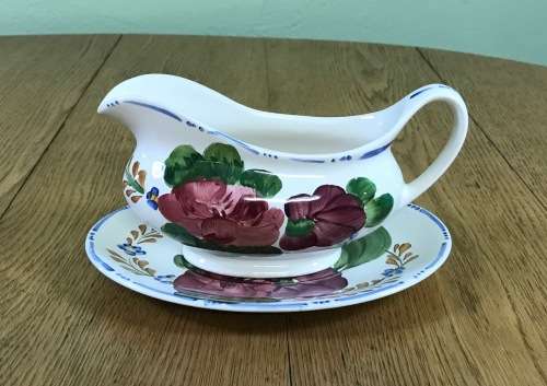BELLE FIORE GRAVY BOAT UNDERPLATE SIMPSONS POTTERIES CHANTICLEER WARE COBRIDGE ENGLAND IRONSTONE.