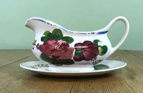 BELLE FIORE GRAVY BOAT UNDERPLATE SIMPSONS POTTERIES CHANTICLEER WARE COBRIDGE ENGLAND IRONSTONE.