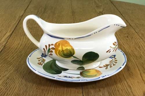 BELLE FIORE GRAVY BOAT UNDERPLATE SIMPSONS POTTERIES CHANTICLEER WARE COBRIDGE ENGLAND IRONSTONE.