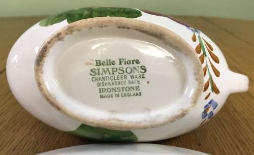BELLE FIORE GRAVY BOAT UNDERPLATE SIMPSONS POTTERIES CHANTICLEER WARE COBRIDGE ENGLAND IRONSTONE.