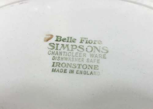 BELLE FIORE GRAVY BOAT UNDERPLATE SIMPSONS POTTERIES CHANTICLEER WARE COBRIDGE ENGLAND IRONSTONE.