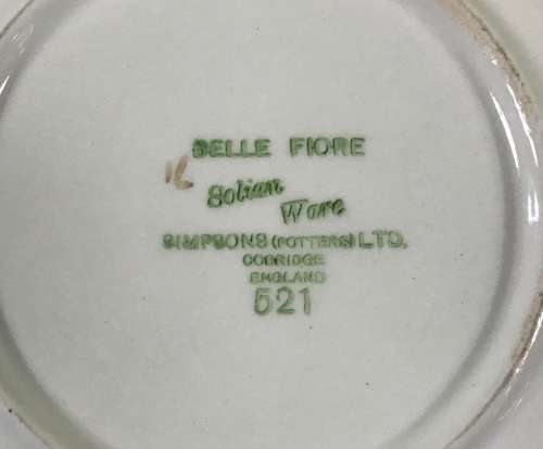 BELLE FIORE TUREEN + LID SIMPSONS POTTERIES SOLIAN WARE COBRIDGE ENGLAND 521 FLOWERS!! FLORAL!!