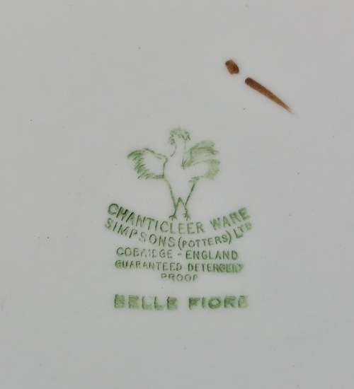 BELLE FIORE SOUP BOWL PORRIDGE SIMPSONS POTTERIES CHANTICLEER WARE COBRIDGE ENGLAND FLOWERS FLORAL