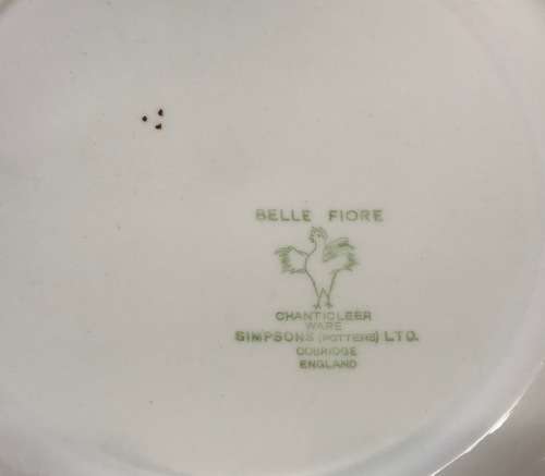 BELLE FIORE MAIN COURSE MEAT DINNER PLATE SIMPSONS POTTERY CHANTICLEER WARE COBRIDGE ENGLAND FLOWERS