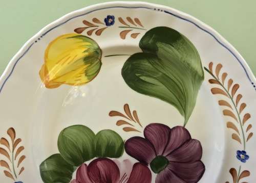 BELLE FIORI MAIN COURSE MEAT DINNER PLATE WOOD and SONS HAND PAINTED ENGLAND FLOWERS BELLE FIORE