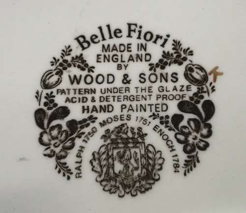BELLE FIORI MAIN COURSE MEAT DINNER PLATE WOOD and SONS HAND PAINTED ENGLAND FLOWERS BELLE FIORE