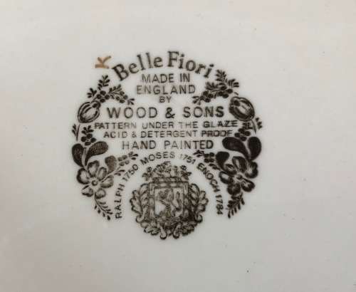 BELLE FIORI MAIN COURSE MEAT DINNER PLATE WOOD and SONS HAND PAINTED ENGLAND FLOWERS BELLE FIORE
