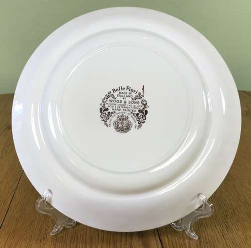 BELLE FIORI MAIN COURSE MEAT DINNER PLATE WOOD and SONS HAND PAINTED ENGLAND FLOWERS BELLE FIORE