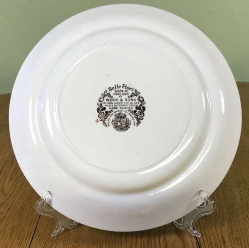 BELLE FIORI MAIN COURSE MEAT DINNER PLATE WOOD and SONS HAND PAINTED ENGLAND FLOWERS BELLE FIORE