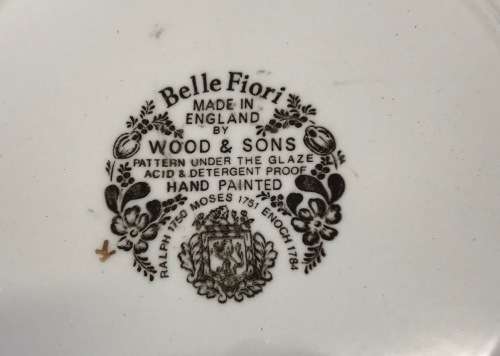 BELLE FIORI MAIN COURSE MEAT DINNER PLATE WOOD and SONS HAND PAINTED ENGLAND FLOWERS BELLE FIORE