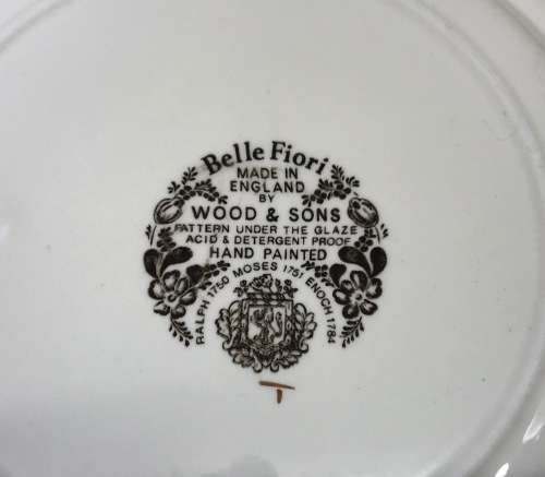 BELLE FIORI MAIN COURSE MEAT DINNER PLATE WOOD and SONS HAND PAINTED ENGLAND FLOWERS BELLE FIORE