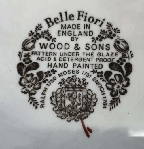 BELLE FIORI MAIN COURSE MEAT DINNER PLATE WOOD and SONS HAND PAINTED ENGLAND FLOWERS BELLE FIORE