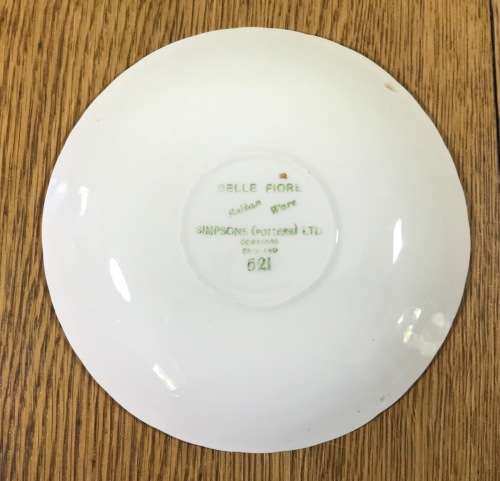 BELLE FIORE TEA SAUCER x 1 SIMPSONS POTTERIES SOLIAN WARE PATTERN 521 COBRIDGE ENGLAND FLOWER FLORAL