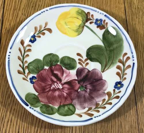 BELLE FIORI SPARE TEA SAUCER WOOD and SONS HAND PAINTED ENGLAND FLOWERS BELLE FIORE FLOWERS LARGER!